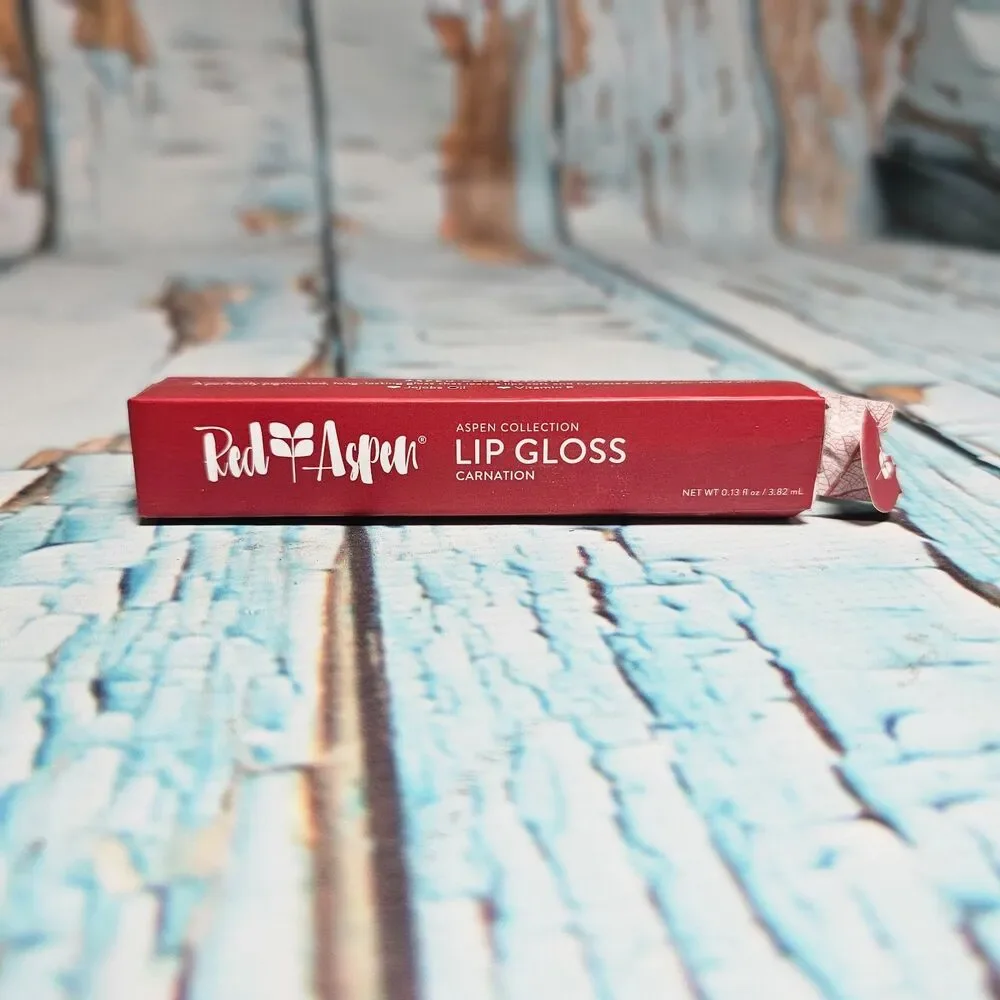 Red Aspen Aspen Collection Lip Gloss Carnation New in Box Hydrating Shine 0.13oz